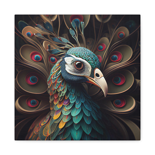Stretched Canvas Art with Colorful Peacock, Home Decor, Wildlife Art, Wall Decor, Gift Idea for Art Lovers